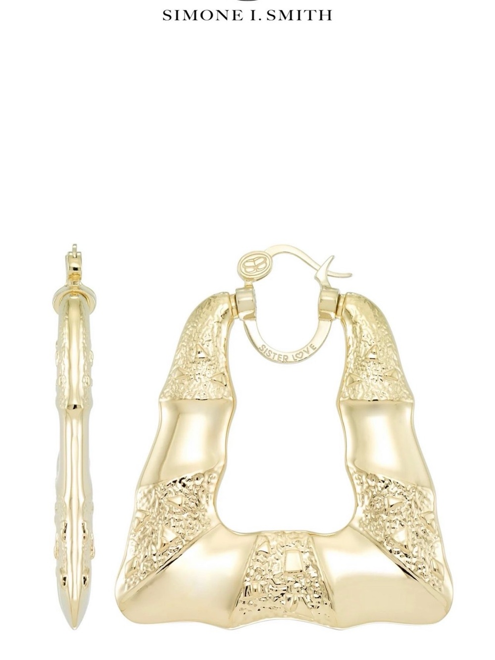 Sculpted Gold Textured Hoop Earrings